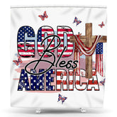 Lofaris God Bless American Wooden Cross Flag Shower Curtain